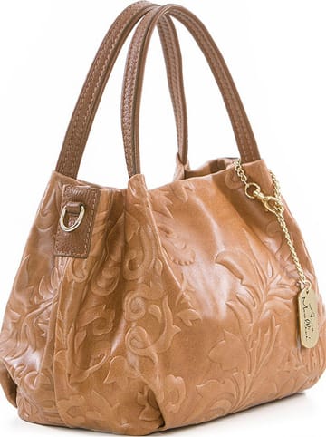 Anna Morellini Leren handtas "Clarissa" lichtbruin - (B)28 x (H)20 x (D)12 cm