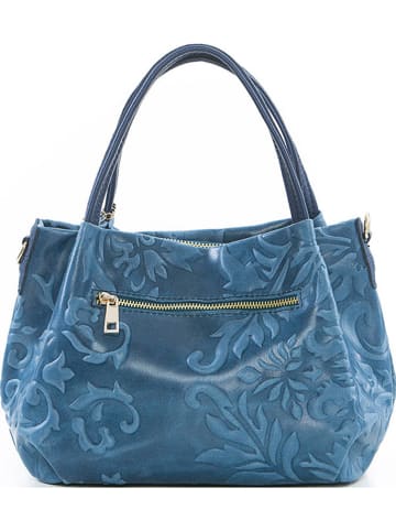 Anna Morellini Leder-Henkeltasche "Clarissa" in Blau - (B)28 x (H)20 x (T)12 cm