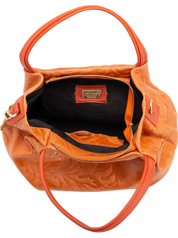Anna Morellini Leder-Henkeltasche "Clarissa" in Orange - (B)28 x (H)20 x (T)12 cm