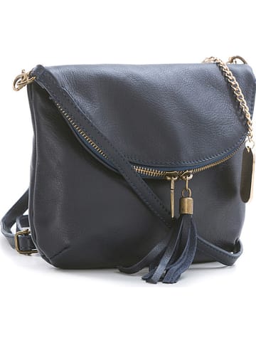 Anna Morellini Leren schoudertas "Alice" donkerblauw - (B)22 x (H)18 x (D)2 cm