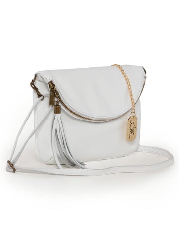 Anna Morellini Leder-Umhängetasche "Alice" in Weiß - (B)22 x (H)18 x (T)2 cm