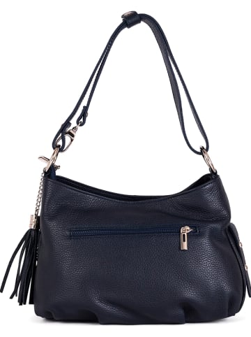 Anna Morellini Skórzana torebka "Mia" w kolorze granatowym - 30 x 20 x 8 cm