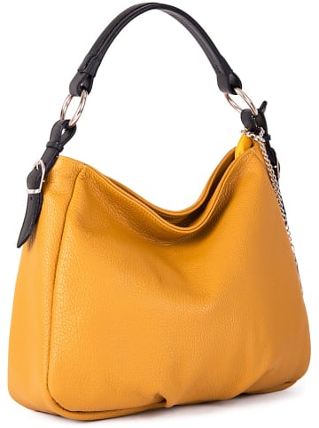 Anna Morellini Leren schoudertas "Noemi 1" geel - (B)30,5 x (H)26 x (D)9 cm
