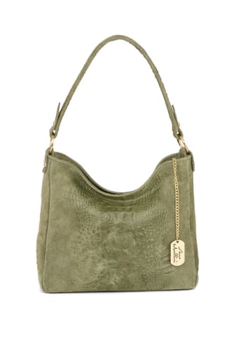 Anna Morellini Leder-Schultertasche "Linda" in Grün - (B)29 x (H)24 x (T)8 cm
