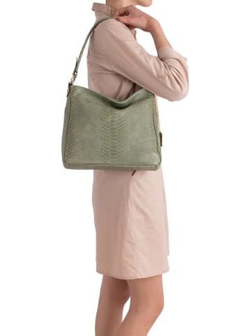Anna Morellini Leder-Schultertasche "Dania" in Grün - (B)29 x (H)24 x (T)8 cm