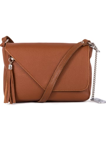 Anna Morellini Leren schoudertas "Lola" bruin - (B)24 x (H)18 x (D)6 cm