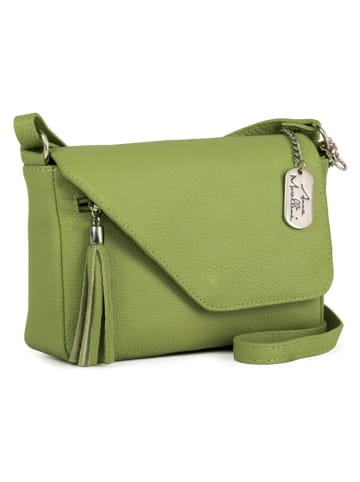 Anna Morellini Leder-Umhängetasche "Lola" in Grün - (B)24 x (H)18 x (T)6 cm