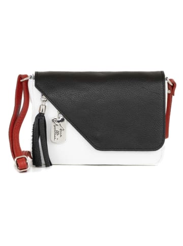 Anna Morellini Leren schoudertas "Lola" zwart/wit - (B)24 x (H)18 x (D)6 cm
