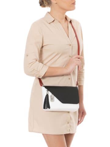 Anna Morellini Skórzana torebka "Lola" w kolorze czarno-białym - 24 x 18 x 6 cm