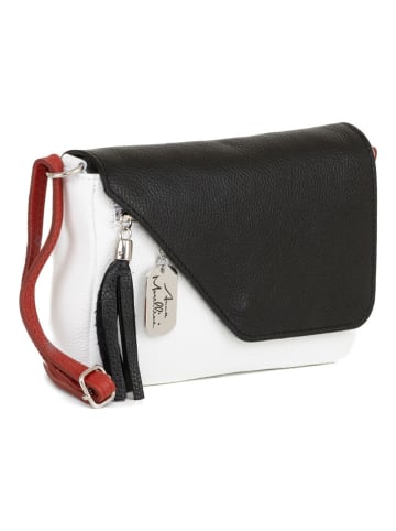 Anna Morellini Skórzana torebka "Lola" w kolorze czarno-białym - 24 x 18 x 6 cm