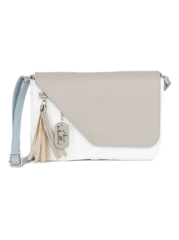 Anna Morellini Leder-Umhängetasche "Lola" in Taupe/ Weiß - (B)24 x (H)18 x (T)6 cm