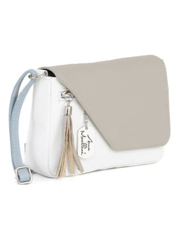 Anna Morellini Leder-Umhängetasche "Lola" in Taupe/ Weiß - (B)24 x (H)18 x (T)6 cm
