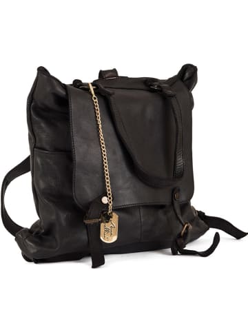 Anna Morellini Leder-Rucksack "Kika" in Schwarz - (B)24 x (H)36 x (T)15 cm