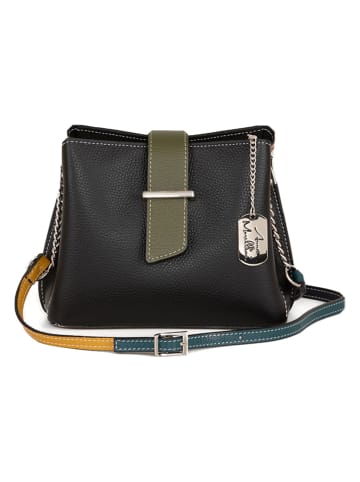 Anna Morellini Leder-Umhängetasche "Ciosa" in Hellbraun/ Schwarz - (B)22 x (H)17 x (T)10 cm