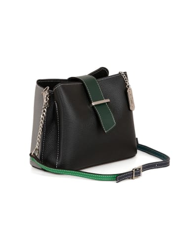 Anna Morellini Leren schoudertas "Ciosa" zwart/grijs - (B)22 x (H)17 x (D)10 cm