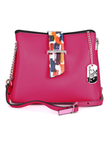 Anna Morellini Leder-Umhängetasche "Olivia" in Pink - (B)23 x (H)18 x (T)9 cm