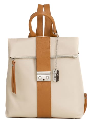 Anna Morellini Leder-Rucksack "Azalea" in Beige - (B)30 x (H)31 x (T)11 cm
