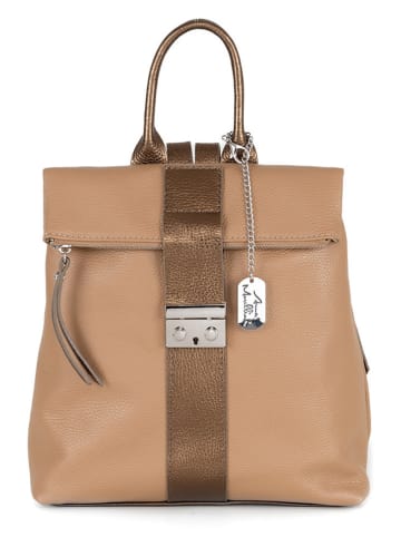Anna Morellini Leder-Rucksack "Azalea" in Beige - (B)30 x (H)31 x (T)11 cm