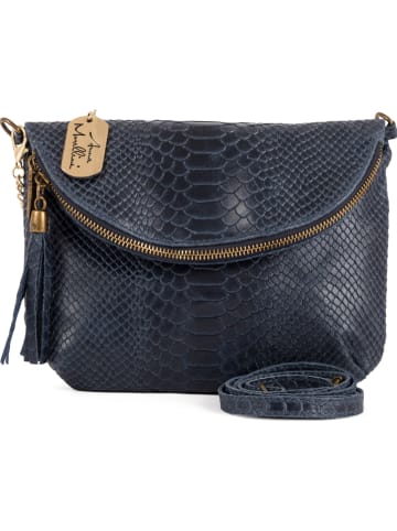 Anna Morellini Skórzana torebka "Lydia" w kolorze granatowym - 22 x 18 x 2 cm