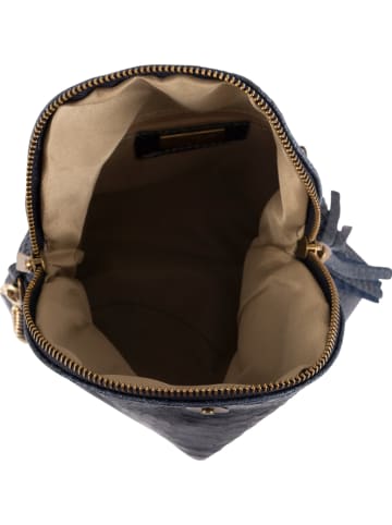 Anna Morellini Leren schoudertas "Lydia" donkerblauw - (B)22 x (H)18 x (D)2 cm