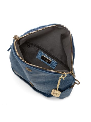 Anna Morellini Leder-Umhängetasche "Beverly" in Blau - (B)22 x (H)18 x (T)2 cm