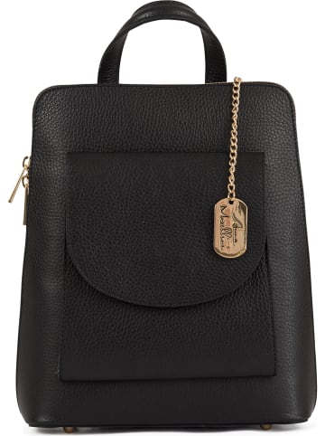 Anna Morellini Skórzany plecak "Fernanda" w kolorze czarnym - 24 x 28 x 8 cm