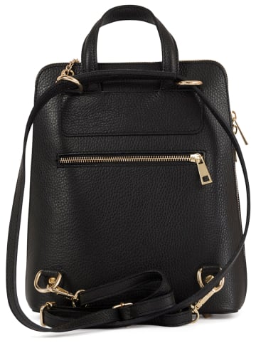 Anna Morellini Leder-Rucksack "Fernanda" in Schwarz - (B)24 x (H)28 x (T)8 cm