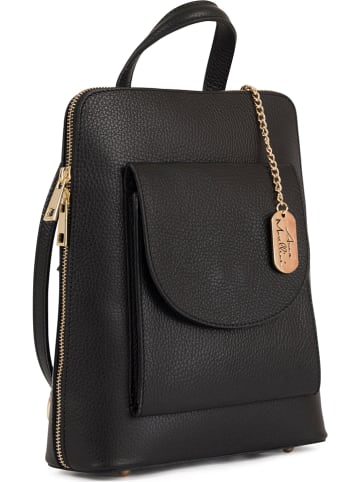 Anna Morellini Leder-Rucksack "Fernanda" in Schwarz - (B)24 x (H)28 x (T)8 cm