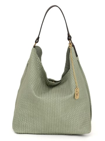 Anna Morellini Leder-Schultertasche "Sebastiana" in Grün - (B)38 x (H)36 x (T)14 cm