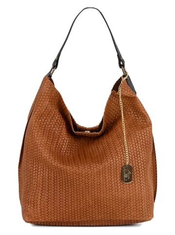 Anna Morellini Leren schoudertas "Sebastiana" camel - (B)38 x (H)36 x (D)14 cm
