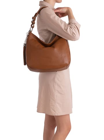 Anna Morellini Skórzana torebka "Fiorella" w kolorze jasnobrązowym - 30 x 27 x 9 cm