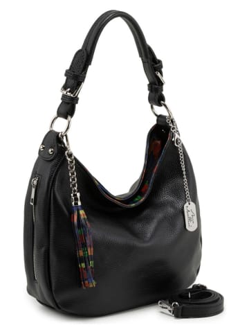 Anna Morellini Leren schoudertas "Fiorella" zwart - (B)30 x (H)27 x (D)9 cm