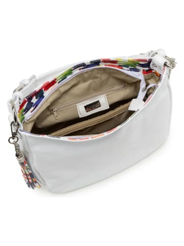 Anna Morellini Leder-Schultertasche "Fiorella" in Weiß - (B)30 x (H)27 x (T)9 cm