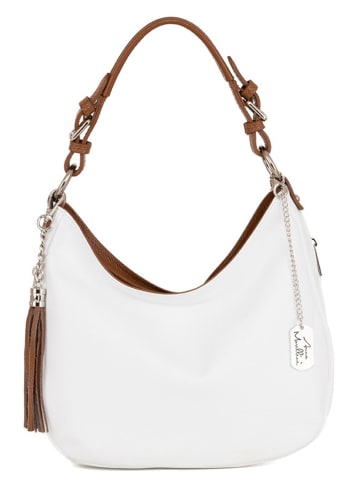 Anna Morellini Leren schoudertas "Fiorella" wit - (B)30 x (H)27 x (D)9 cm