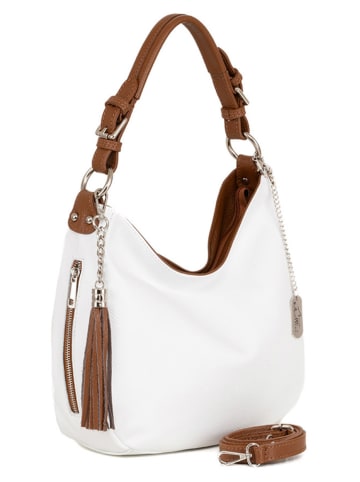 Anna Morellini Skórzana torebka "Fiorella" w kolorze białym - 30 x 27 x 9 cm