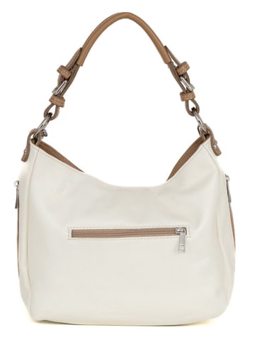Anna Morellini Leder-Schultertasche "Fiorella" in Creme - (B)30 x (H)27 x (T)9 cm
