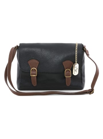 Anna Morellini Leder-Umhängetasche "Clementina" in Schwarz - (B)26 x (H)15 x (T)8 cm