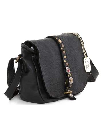 Anna Morellini Leder-Umhängetasche "Luigia" in Schwarz - (B)23 x (H)19 x (T)9 cm