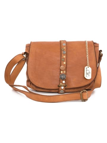 Anna Morellini Leder-Umhängetasche "Luigia" in Hellbraun - (B)23 x (H)19 x (T)9 cm