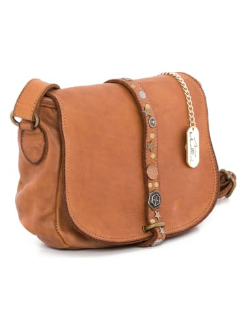 Anna Morellini Leder-Umhängetasche "Luigia" in Hellbraun - (B)23 x (H)19 x (T)9 cm