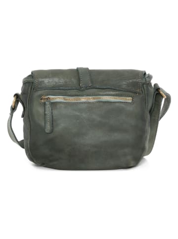 Anna Morellini Leder-Umhängetasche "Luigia" in Khaki - (B)23 x (H)19 x (T)9 cm