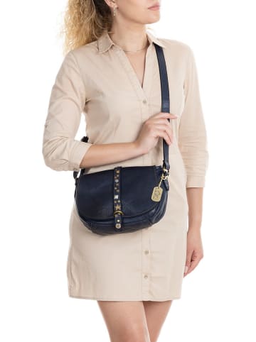 Anna Morellini Leren schoudertas "Luigia" donkerblauw - (B)23 x (H)19 x (D)9 cm