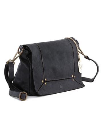 Anna Morellini Leder-Umhängetasche "Leandra" in Schwarz - (B)25 x (H)17 x (T)8 cm