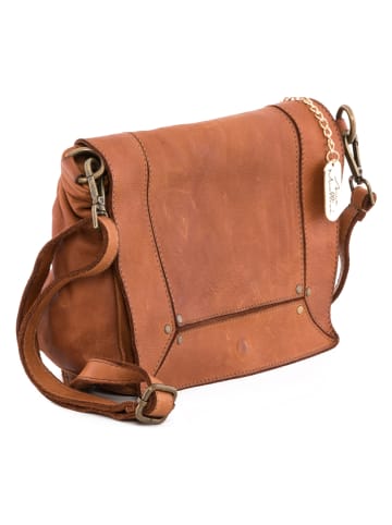 Anna Morellini Leder-Umhängetasche "Leandra" in Hellbraun - (B)25 x (H)17 x (T)8 cm