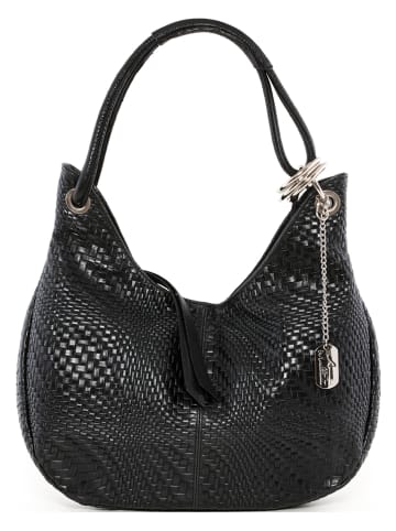 Anna Morellini Leren schoudertas "Concetta" zwart - (B)38 x (H)34 x (D)19 cm