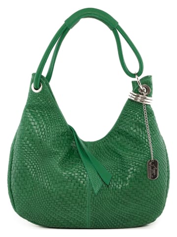 Anna Morellini Skórzana torebka "Concetta" w kolorze zielonym - 38 x 34 x 19 cm