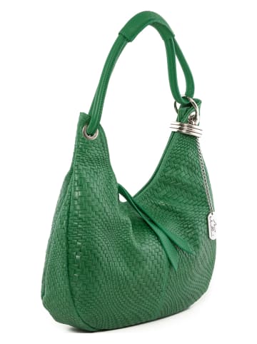 Anna Morellini Leder-Schultertasche "Concetta" in Grün - (B)38 x (H)34 x (T)19 cm