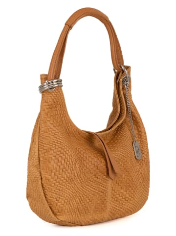 Anna Morellini Leren schoudertas "Concetta" lichtbruin - (B)38 x (H)34 x (D)19 cm