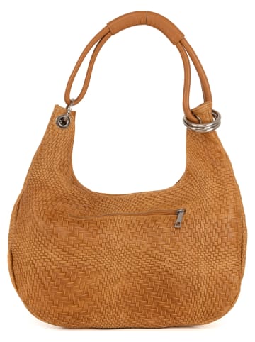 Anna Morellini Leren schoudertas "Concetta" lichtbruin - (B)38 x (H)34 x (D)19 cm