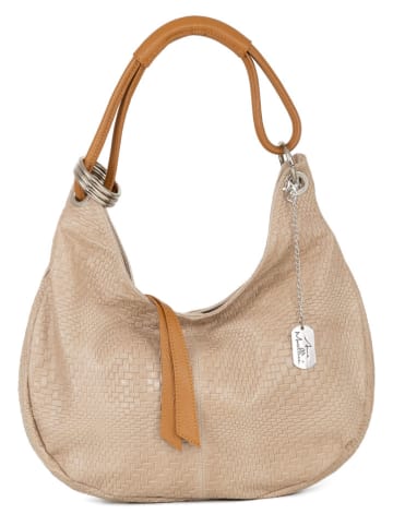 Anna Morellini Leren schoudertas "Concetta" beige - (B)38 x (H)34 x (D)10 cm